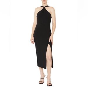 Likely Avie Midi Halter Slit Dress – Black, Size 6, NWT Elegant Column Midi